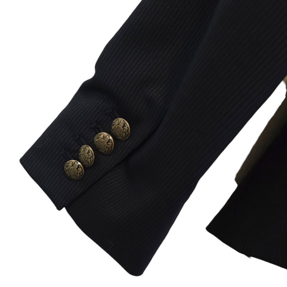 J.Crew Navy Pinstripe Wool Blend Two Pattern Gold Button Blazer Coat Jacket 4 - Picture 5 of 8